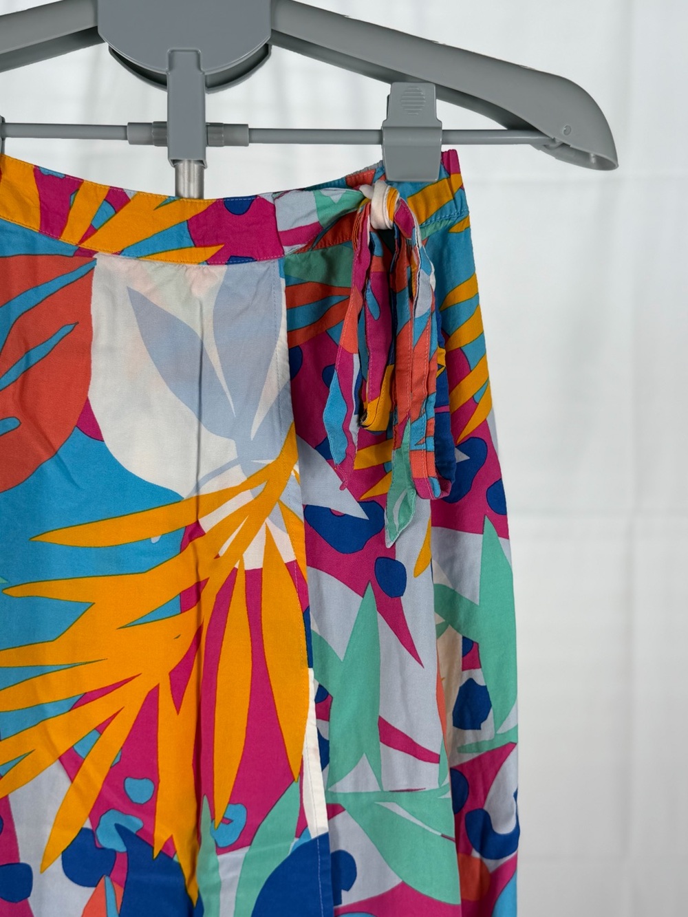 J. CREW Women’s XX-Small Tropical Print Wrap Midi Skirt Multicolor Tie Waist - Picture 2 of 7